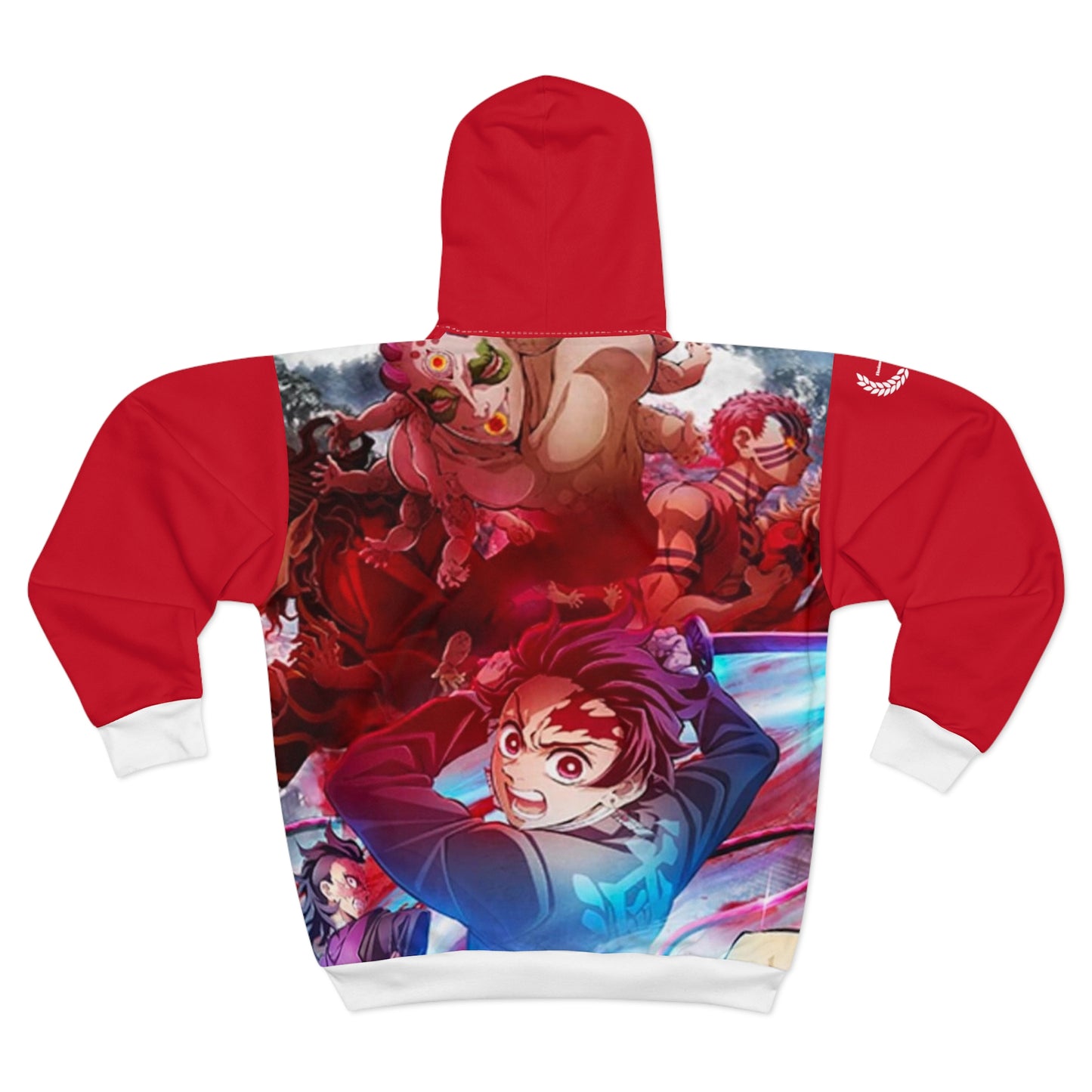 Red/White Demon Slayer Art Lust Zip Hoodie (AOP)