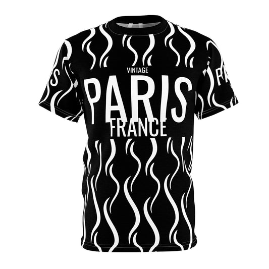 Limited Vintage Paris Black AOP Cut & Sew Tee