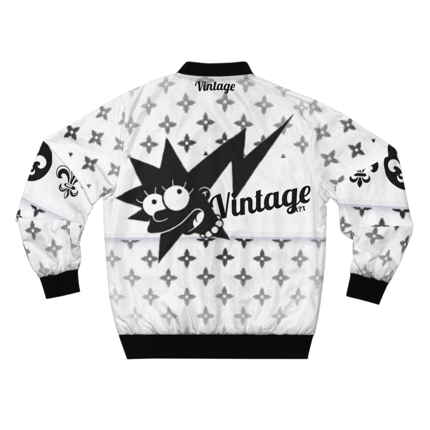 Men's Black on White Art Lust Lisa Bomber Jacket (AOP)