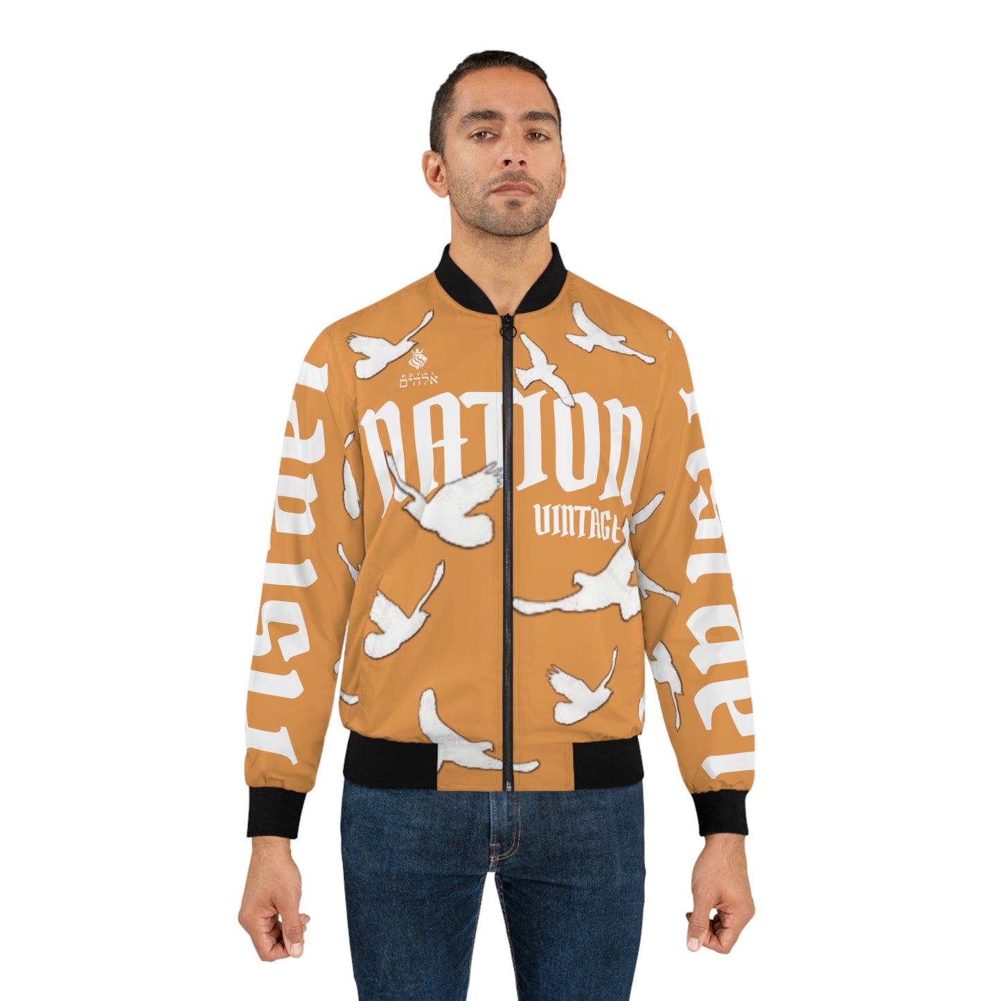 Men's Peach/White K.O.K. Bomber Jacket
