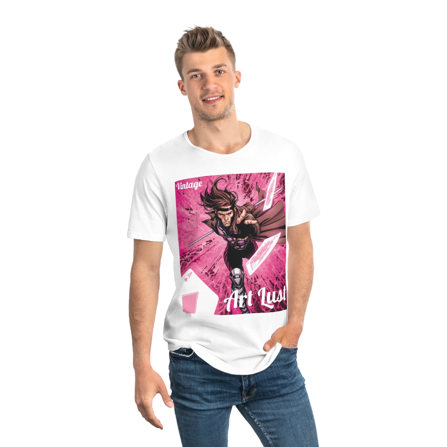 Men's Gambit Ill. Comic Art Lust Jersey Curved Hem Tee