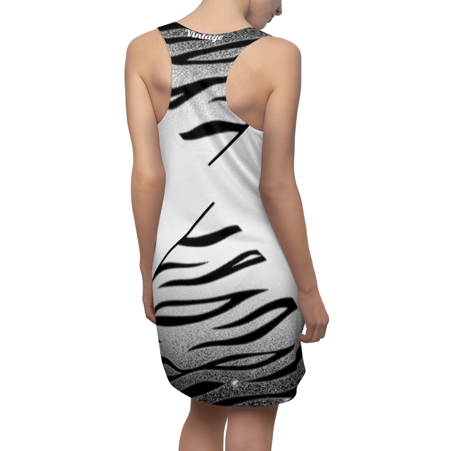 Women's Custom Zebra Print Cut & Sew Racerback Dress (AOP)