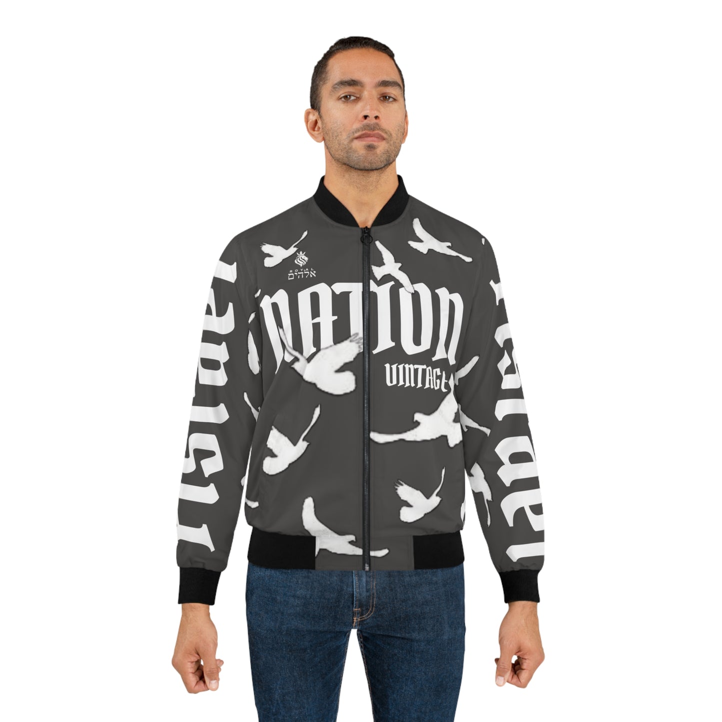 Men's Dark Grey/White K.O.K. Bomber Jacket