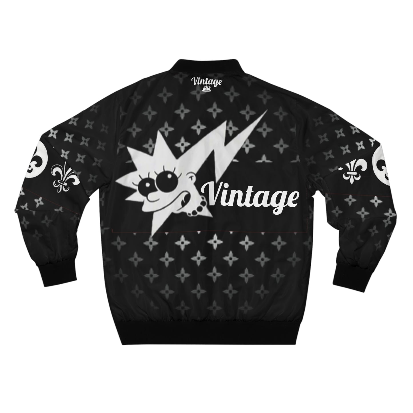 Men's White/Black Art Lust Lisa Bomber Jacket (AOP)