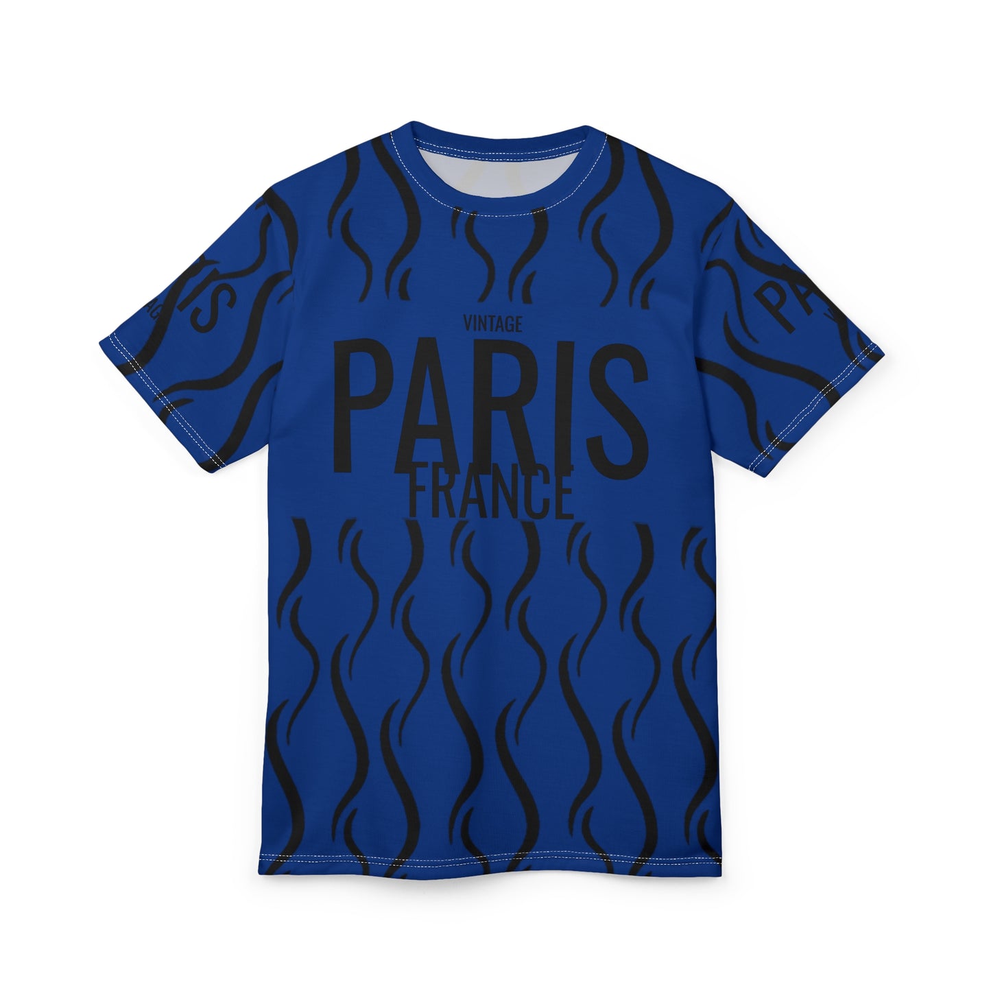 Limited Vintage Paris Black/Blue AOP Cut & Sew Tee