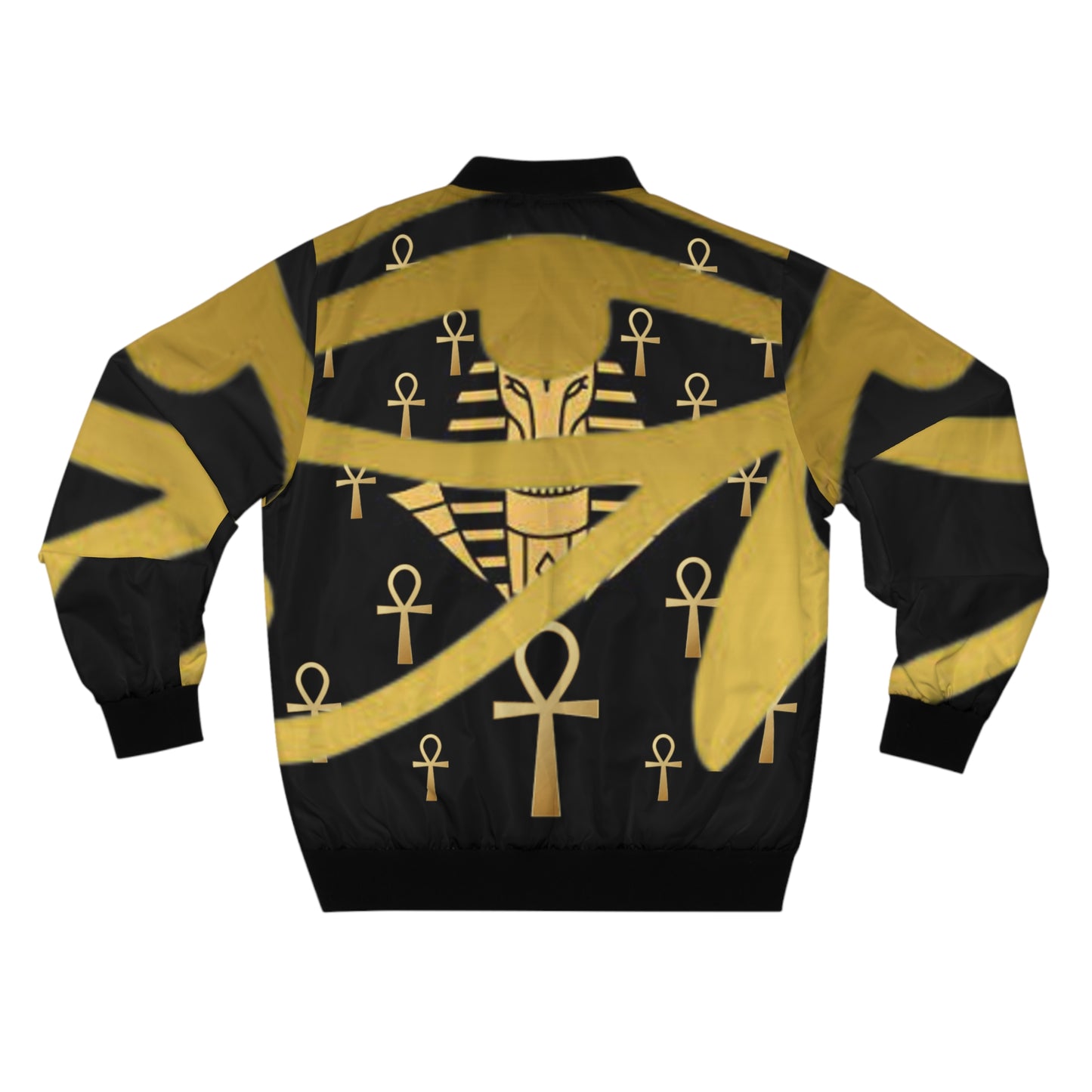 Men's Black/Gold Hidden Anubus Bomber Jacket (AOP)