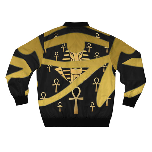 Men's Black/Gold Hidden Anubus Bomber Jacket (AOP)