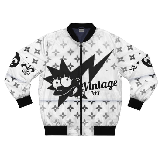 Men's Black on White Art Lust Lisa Bomber Jacket (AOP)