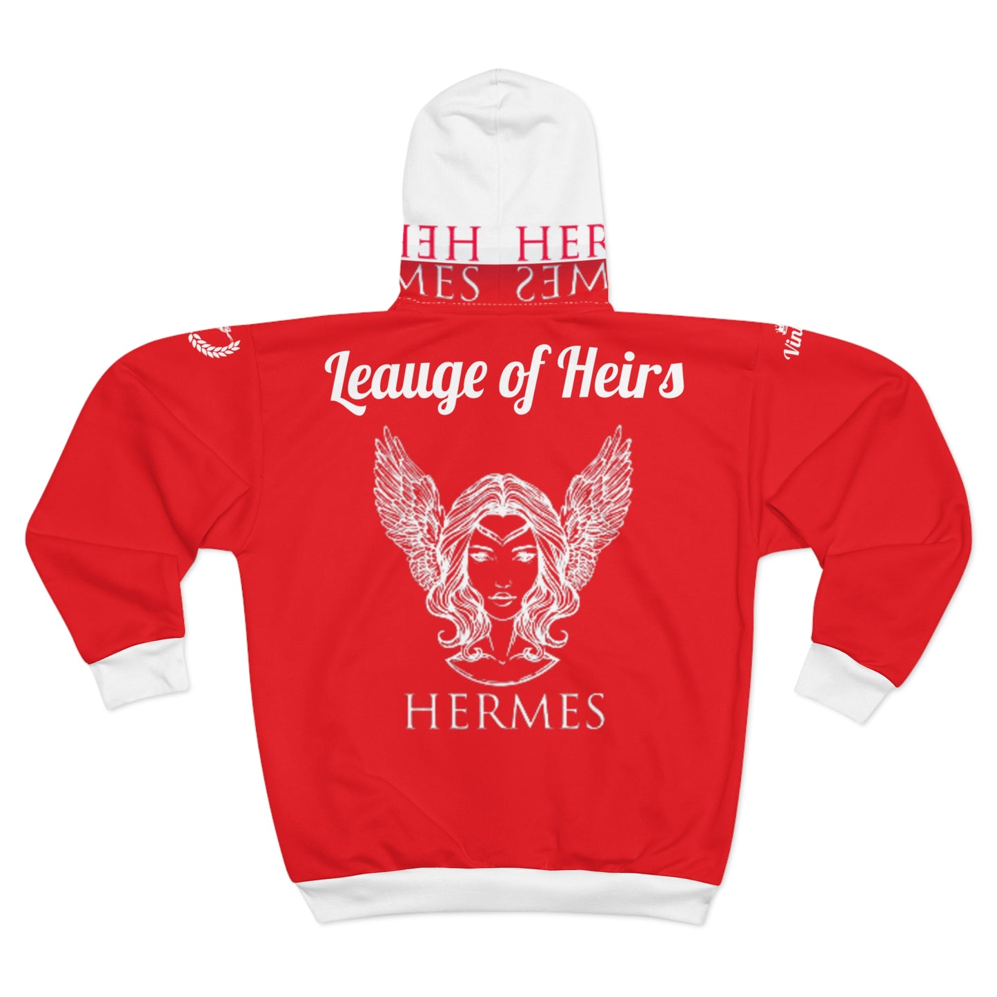 Vintage Red L.O.H. Art Lust Hermes Unisex Zip Hoodie (AOP)