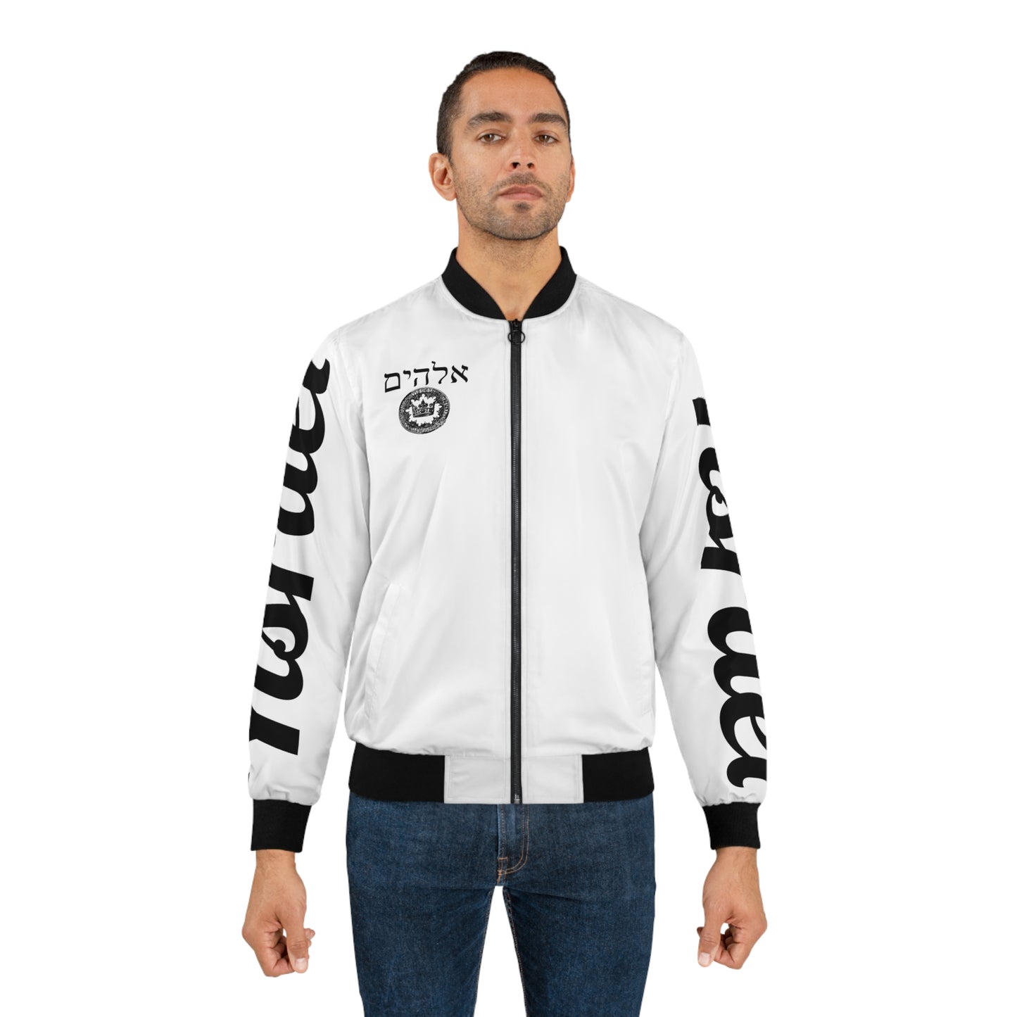 Men's White/Black King of King's Bomber Jacket (AOP)