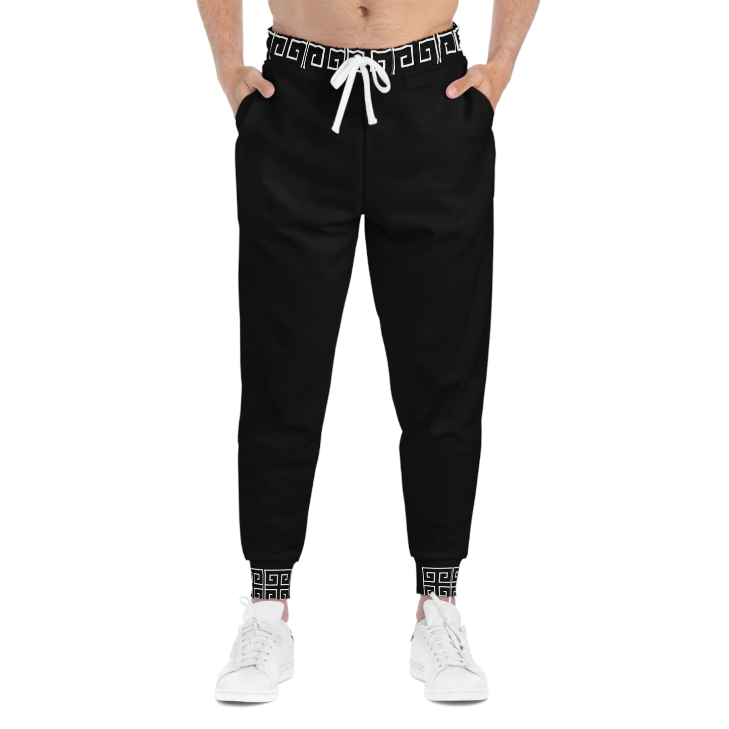 Art Lust White/Black Greek Athletic Joggers (AOP)