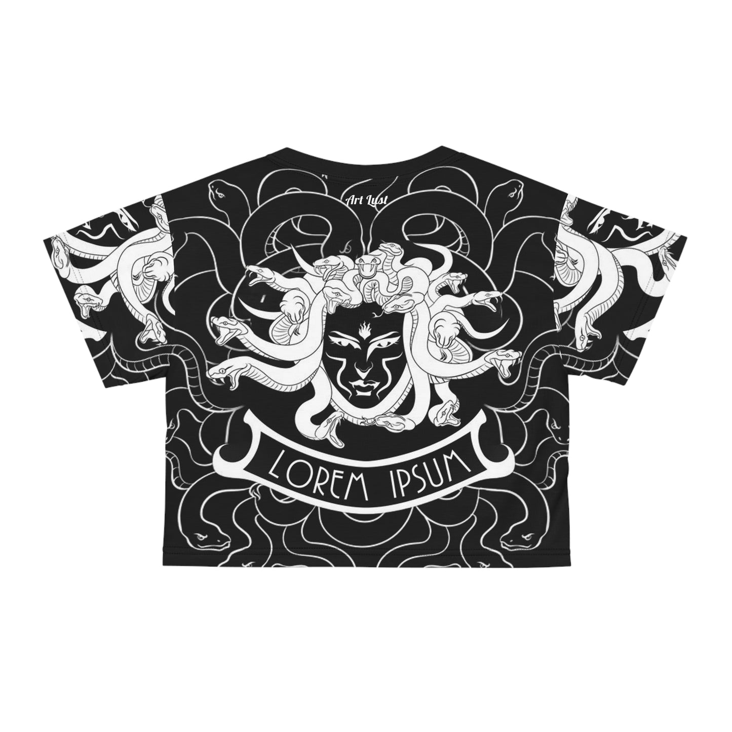 Black/White Madusa Crop Tee (AOP)