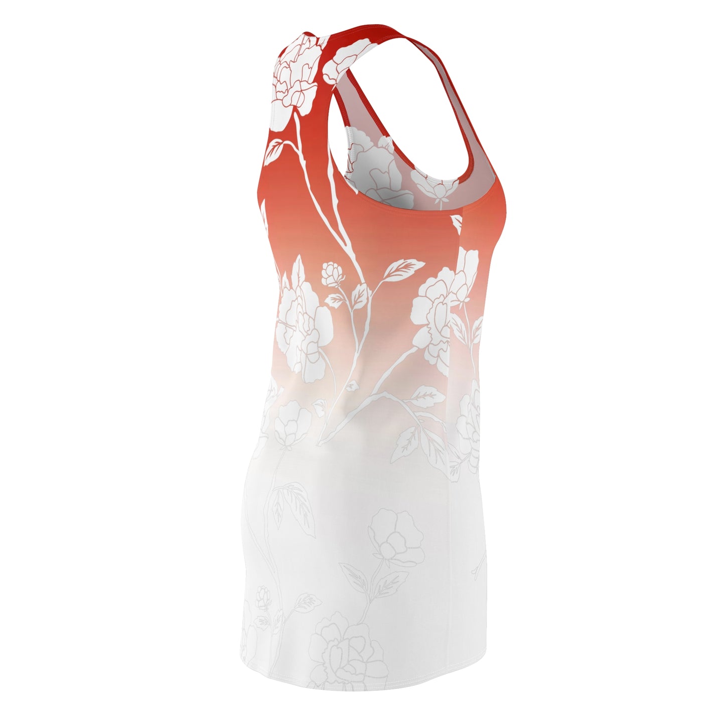 Women's Floral Red Gradient Cut & Sew Racerback Dress (AOP)