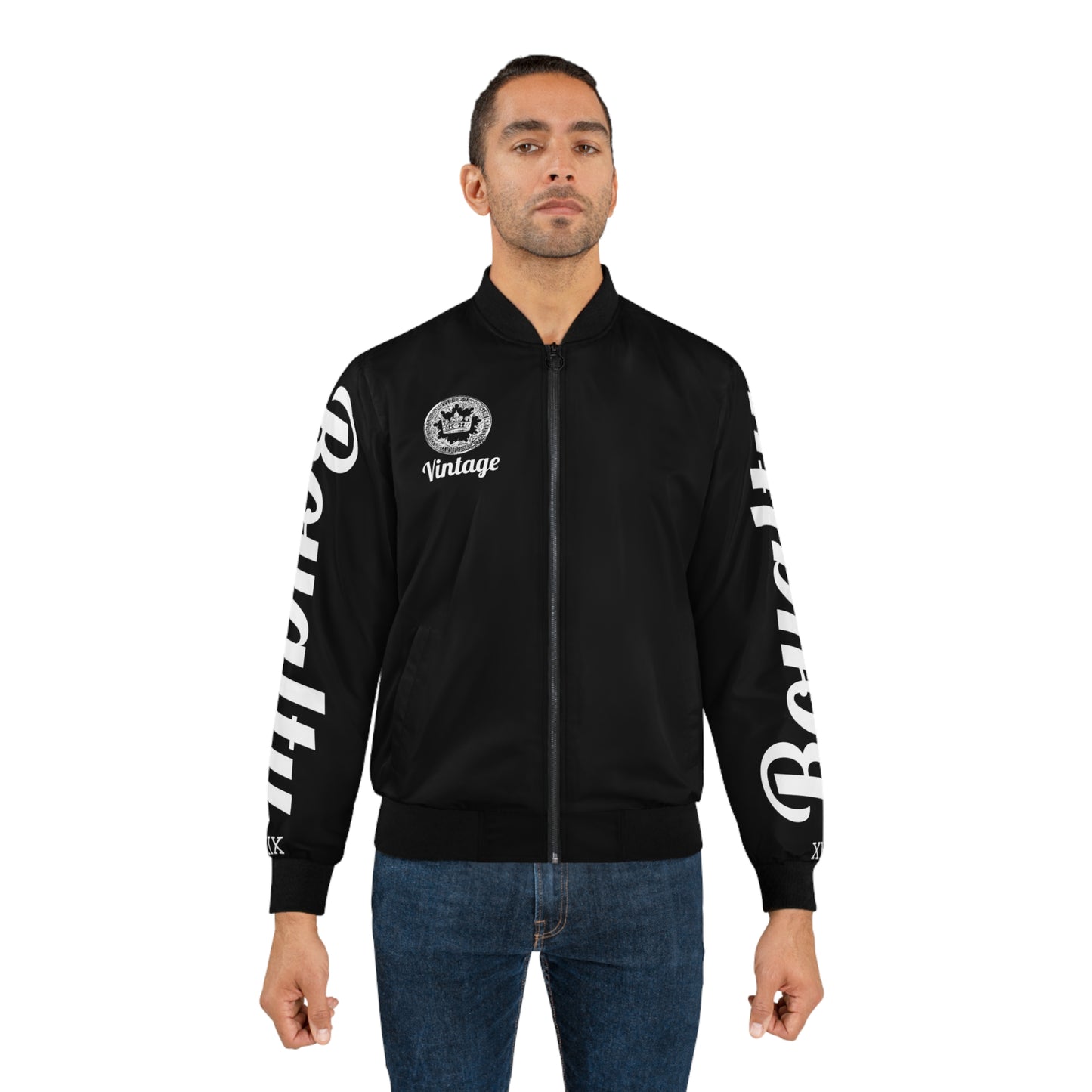 Men's Vintage LLTK AOP Black Bomber Jacket