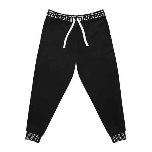 Art Lust White/Black Greek Athletic Joggers (AOP)