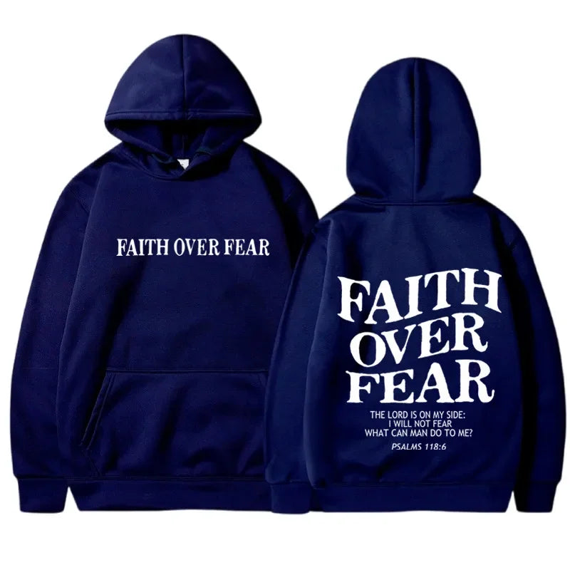 FAITH OVER FEAR Print Hoodies for Men Women Harajuku Hoodie