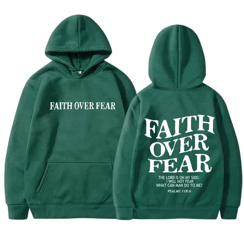 FAITH OVER FEAR Print Hoodies for Men Women Harajuku Hoodie