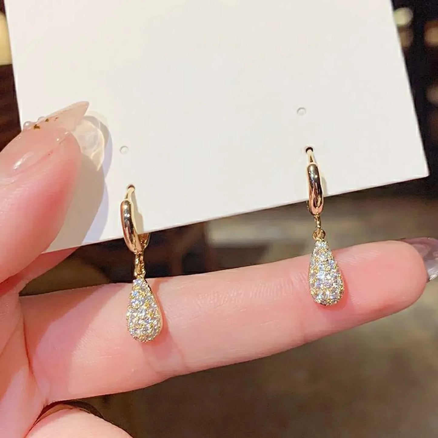 Earrings for Women Fashion Fashion Zircon Micro Encrusted Droplet Earrings Small Earrings Temperament Sparkly Drop Earrings