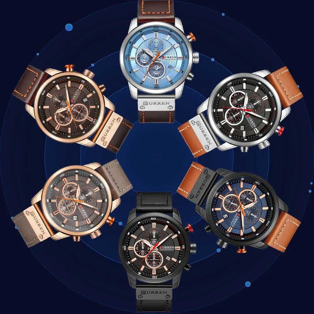 CURREN Quartz Men Chronograph Sport Men's Wrist Watch Hodinky Relogio Masculino