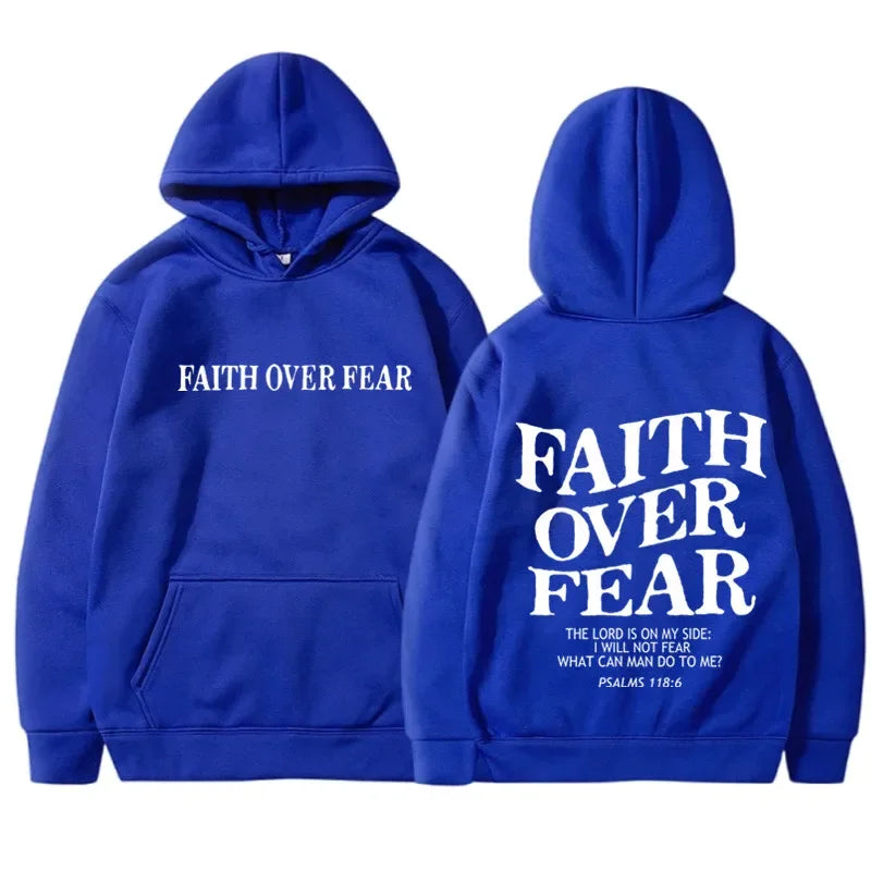 FAITH OVER FEAR Print Hoodies for Men Women Harajuku Hoodie