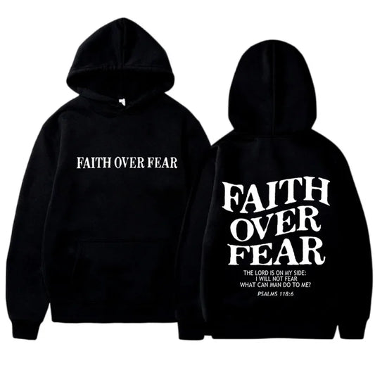 FAITH OVER FEAR Print Hoodies for Men Women Harajuku Hoodie