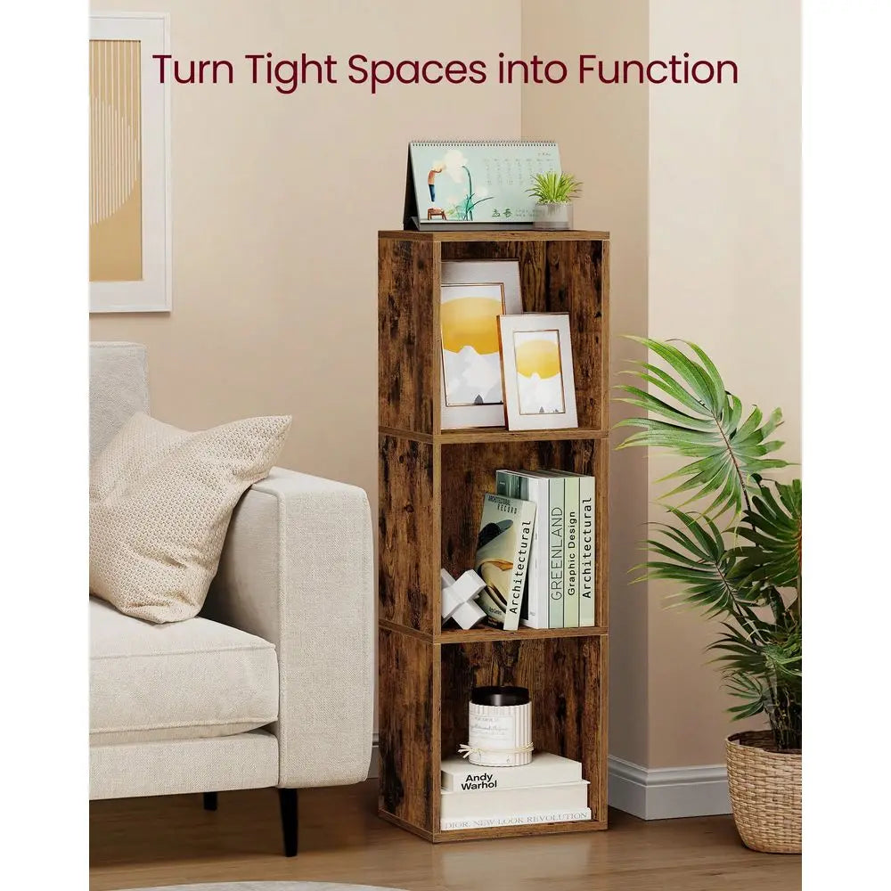 3-Tier Open Bookcase Freestanding Storage Shelf 9.4 X 11.8 X 37.3 Inches Display Rack for Living Room