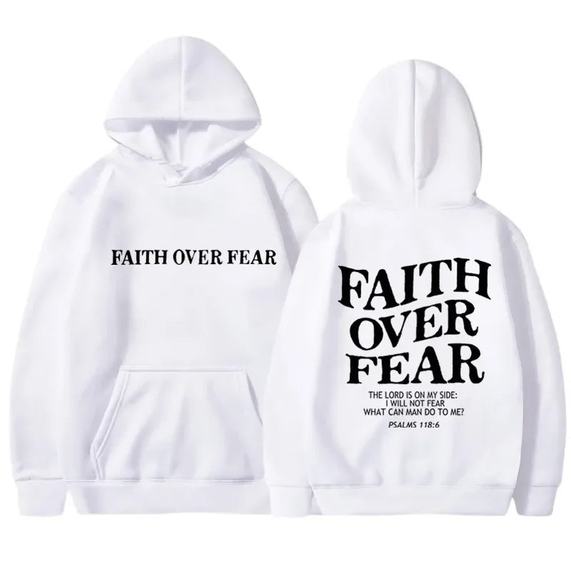 FAITH OVER FEAR Print Hoodies for Men Women Harajuku Hoodie