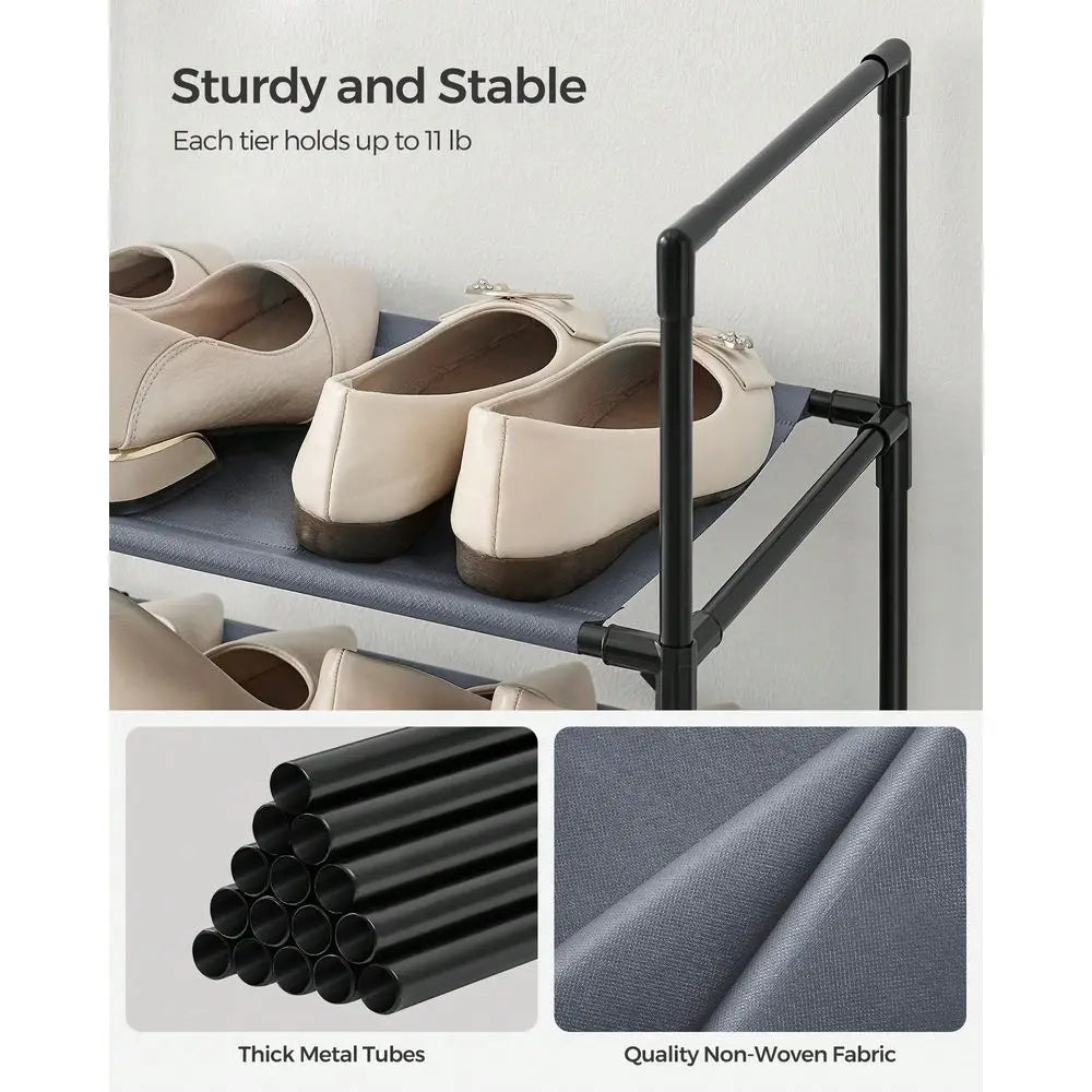 Tall 10 Layer Shoe Shelf, NonWoven Fabric Shoe Organizer with Metal Frame, Home Space-Saving Storage