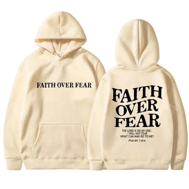 FAITH OVER FEAR Print Hoodies for Men Women Harajuku Hoodie