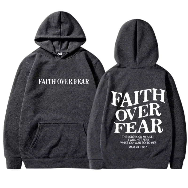 FAITH OVER FEAR Print Hoodies for Men Women Harajuku Hoodie