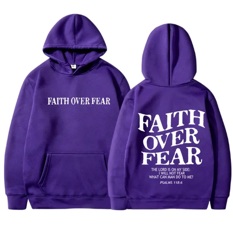 FAITH OVER FEAR Print Hoodies for Men Women Harajuku Hoodie