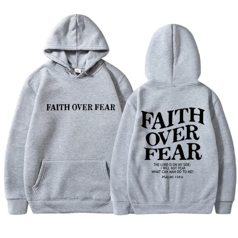 FAITH OVER FEAR Print Hoodies for Men Women Harajuku Hoodie